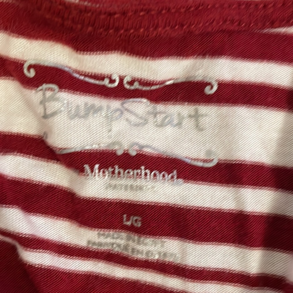 Bump Start by Motherhood short sleeve striped v-neck top with tie - Picture 7 of 8